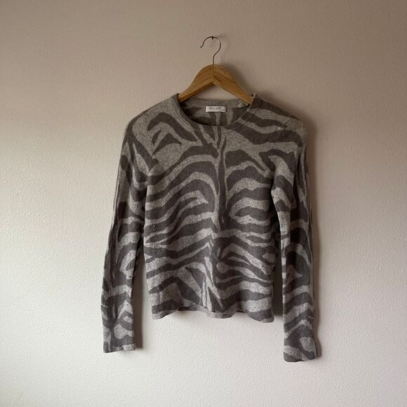 Equipment Zebra Print Grey Cashmere Pull-On Sweater‎ - Picture 1 of 11